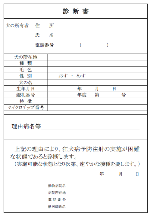 「猶予証明（診断）書」見本